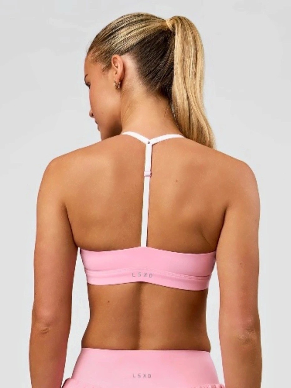 LSKD Momentum Sports Bra Pink & White - Picture 3 of 6